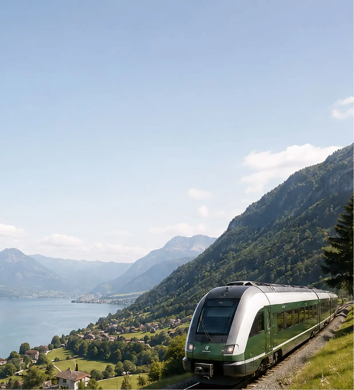 Secufer-Arbeiter vor der Schweizer Alpenlandschaft bei klarem Himmel